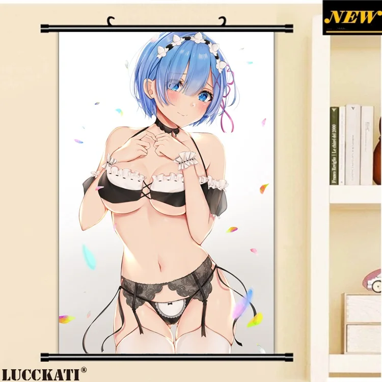 40X60 см Re Zero Re: Zero Kara Hajimeru Isekai Seikatsu Rezero Rem Сексуальная лоли, нарисованная аниме прокрутка, холст, постер
