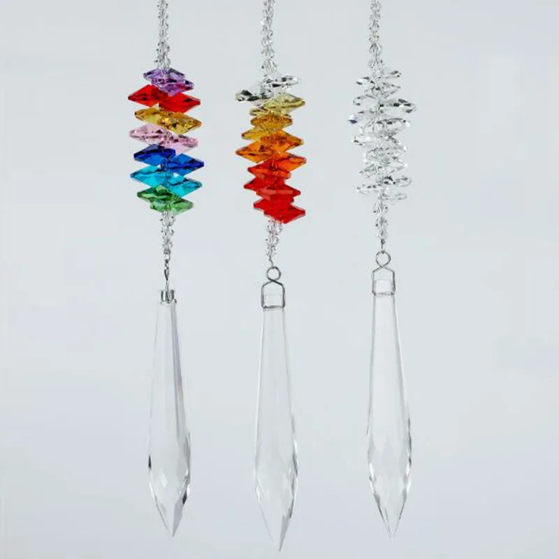 

Crystal Rainbow Suncatcher 89mm Icicle Prism Pendant Rainbow with Octagon Beads Ornaments Home Wedding Decor Hanging Ornaments