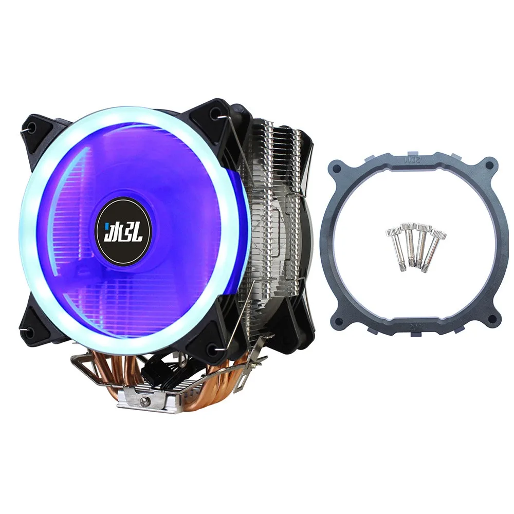 

BINGHONG CPU Cooler 4PIN PWM LED 4 Copper Pipe Low Noise CPU Double Cooling Fan for AMD X79/X99/LGA2011 Motherboard