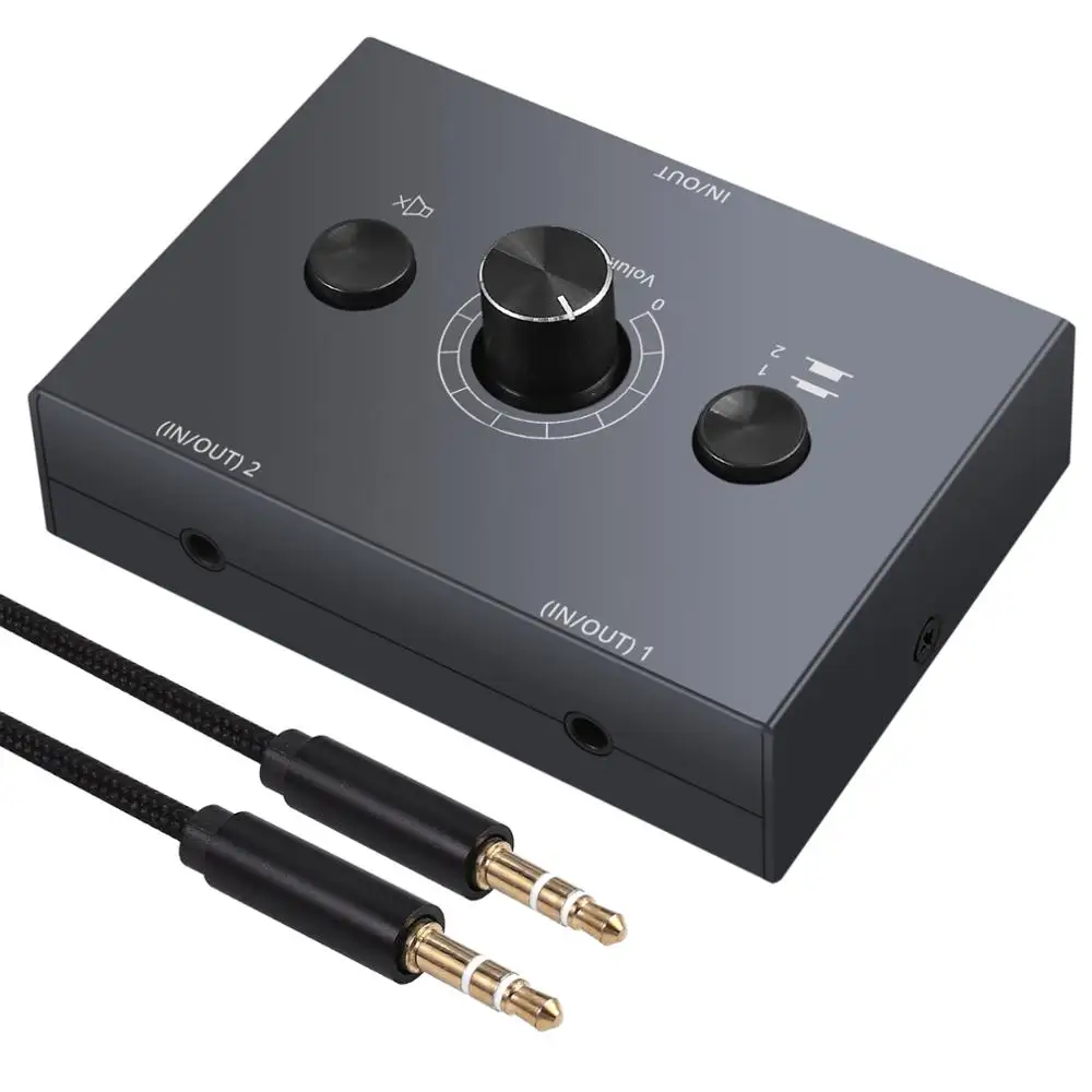 PROZOR 2 x 1/1 3.5mm Stereo Audio Switch Bi-Directional Switcher with Mute Button No External Power Required Splitter | Электроника