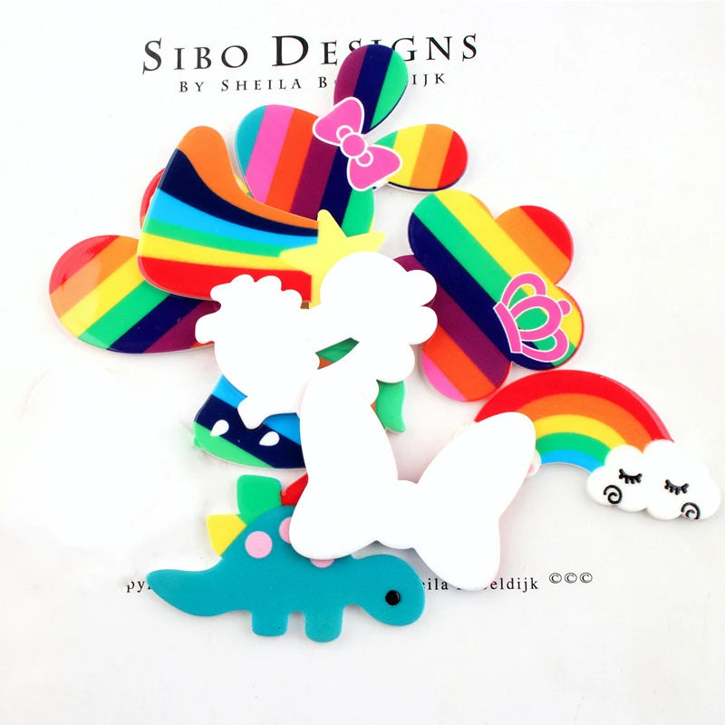 

Cartoon Rainbow Acrylic Patch Flatback Cabochon Accessories for Hair Clip Phone Case DIY Handmade Decoration Crafts