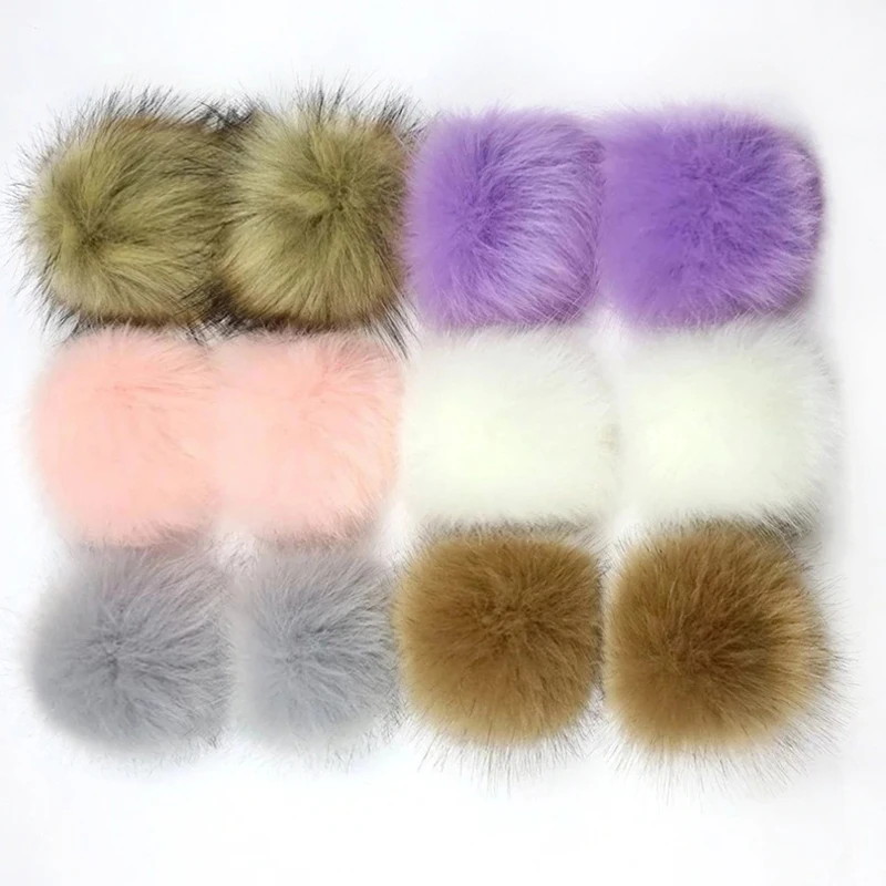 12 шт. 8 см плюшевый помпон из искусственного лисьего меха на резинке |