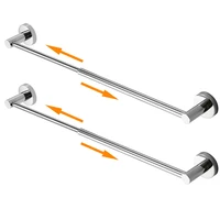 k1ka silver adjustable silver single pole retractable towel rail 2 pcs stainless steel pole holder hook telescopic towel rail