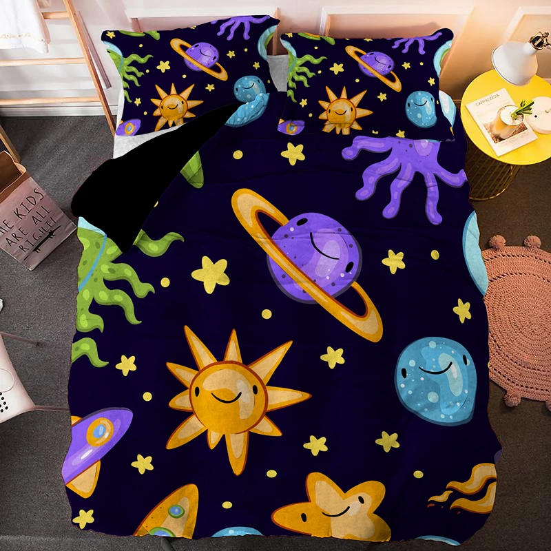 Комплект постельного белья с мультяшным изображением планеты милое одеяло и