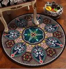 Diameter 100CM Национальный и классический стиль Мандала Круглый Пол Ковер Европейская классическая подвесная корзина украшение медитационная йога коврик Dia120cm - Цвет: Diameter 100CM