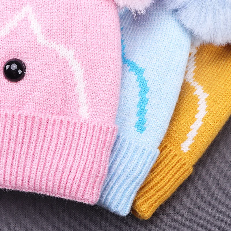 Детская зимняя шапка детская с милым медведем вязаная для малышей мальчиков и