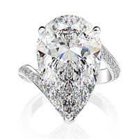 luxury 100 925 sterling silver 1322mm water drop simulate moissanite gemstone wedding engagement diamonds ring fine jewelry