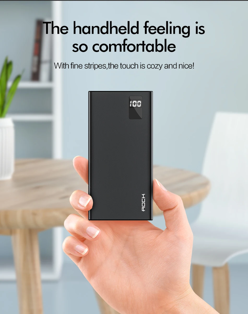 ROCK power Bank для xiaomi mi iPhone mi ni Digital Pover Bank 10000 мАч тонкий внешний аккумулятор Внешняя батарея повербанк Быстрая зарядка