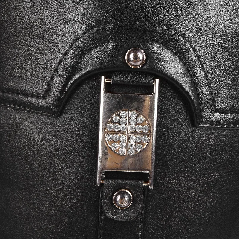 Женские Зимние ботфорты из натуральной кожи на толстом среднем каблуке с круглым