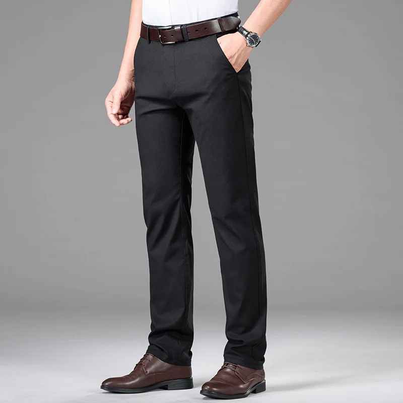 

Men High waist Pants Spring Autumn Straight Pant Cotton Men Wear Comfortable Trousers Men Clothing Slim fit straight-leg pants