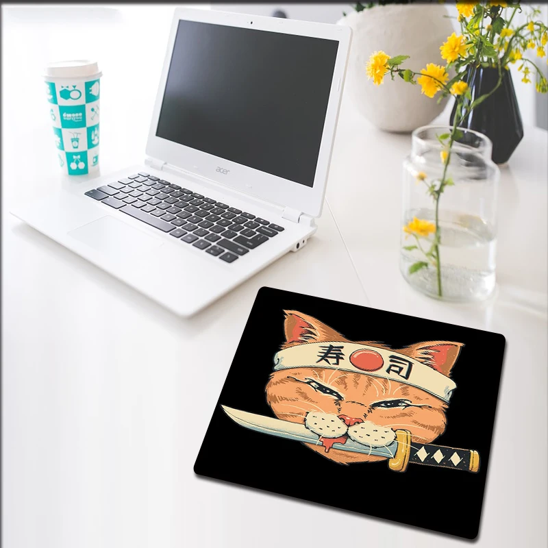 

Lucky Cat National Tide Fortune Blessing Red Small Mouse Pad Edged Simple Cartoon Computer Laptop Rich Girl Kawaii Mousepad