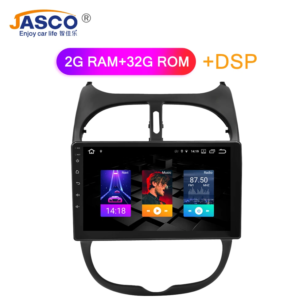 Автомобильный DVD-плеер на Android 9 0 GPS ГЛОНАСС навигация мультимедиа для Peugeot 206 2000-2016