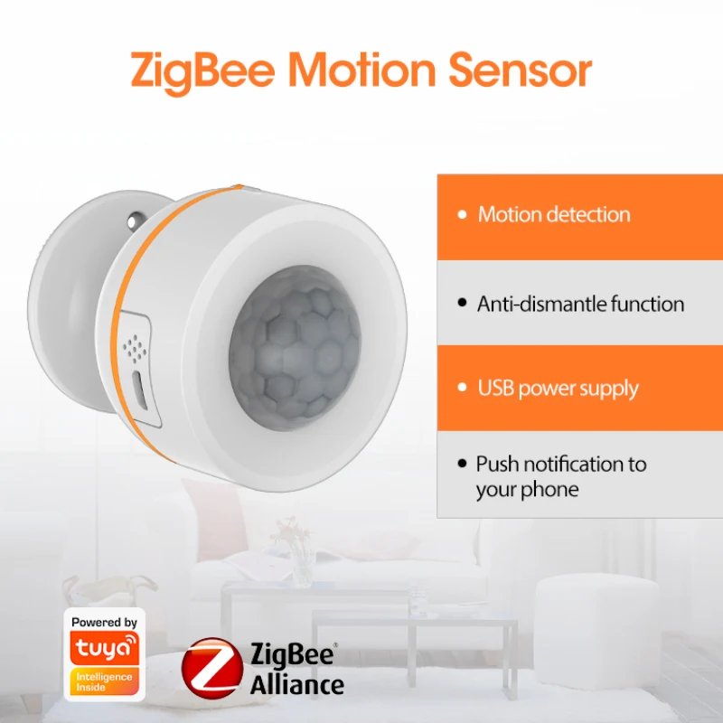 

Tuya Powered ZigBee PIR Motion Sensor Built-in Temperature Humidity Sensor Wireless Passive Infrared Detector Burgla