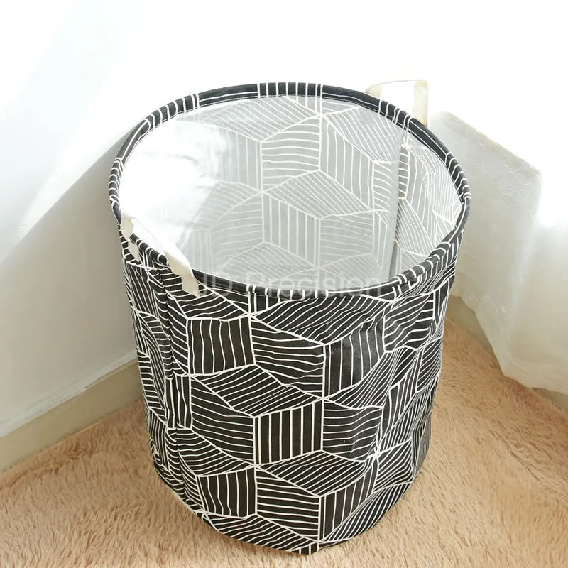 

Cotton Linen Storage Baskets Bucket Folding Laundry Basket Barrel Kids Toy Organizer Laundry Hamper Pouch Dirty Clothes Baskets