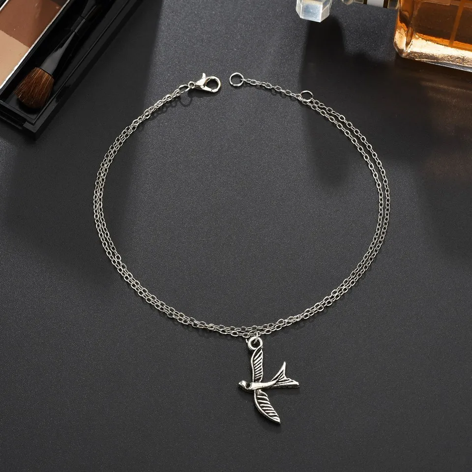 Женский многослойный браслет на ногу Серебряный слон ювелирное изделие из