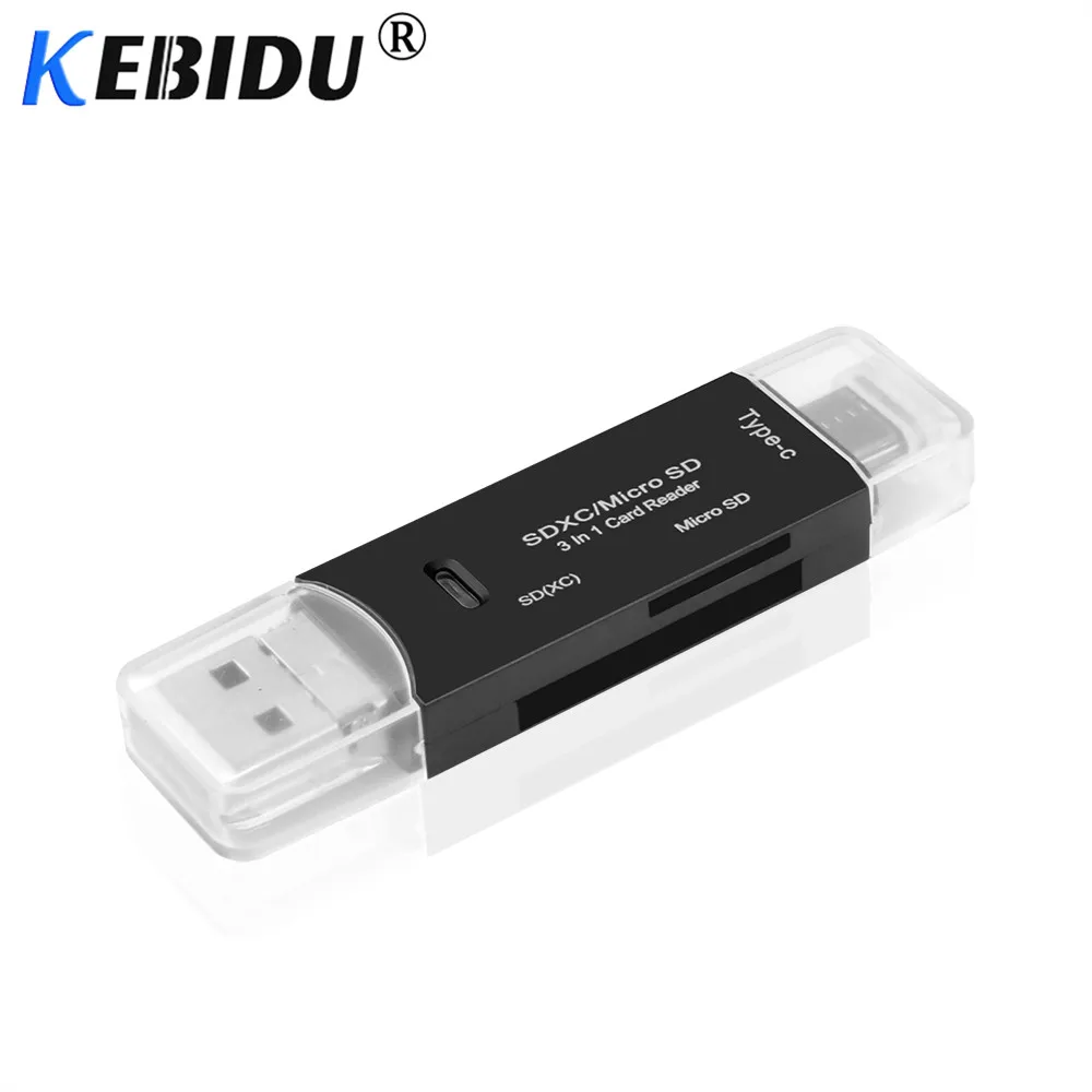 Kebidu 3 в 1 Type-C OTG кардридер Micro USB флэш-накопитель Многофункциональный переходник
