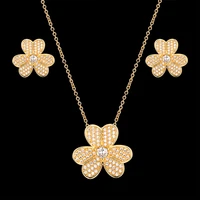vankeliif brand simple plant clover pendant and earrings womens jewelry set micro inlaid zircon heart classic jewelry best gift