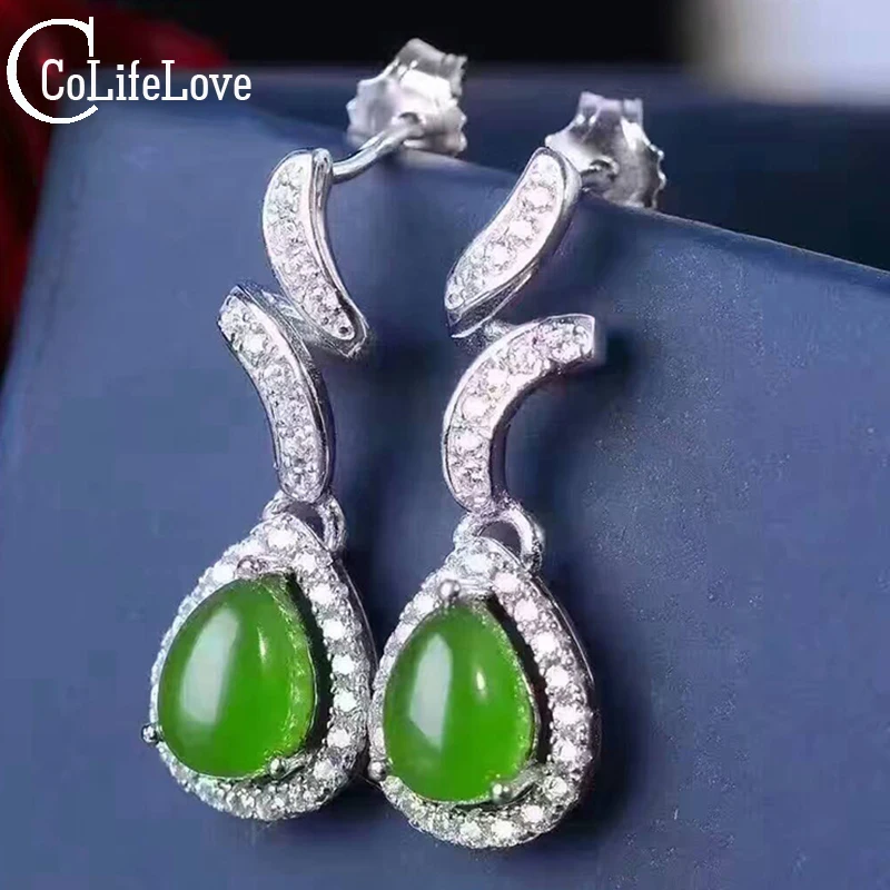 Элегантные серебряные висячие серьги вечерние 5 мм * 7 натуральные китайские