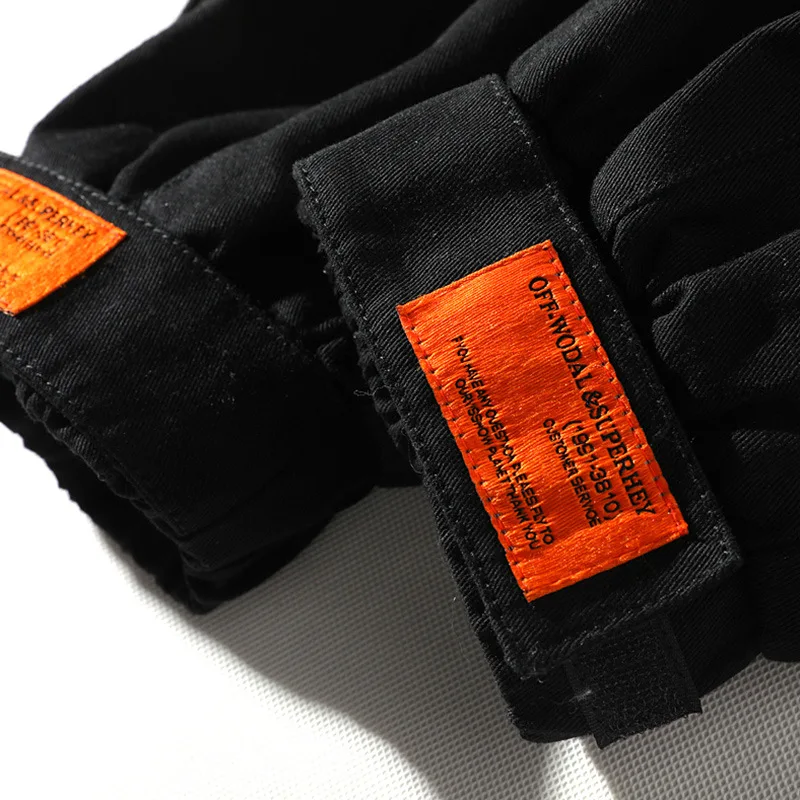 

Men's Casual Pants Summer Multi Pocket Embroidered Overalls Youth Jogging Loose Trendy Cargo Pant Male Oversize Pants