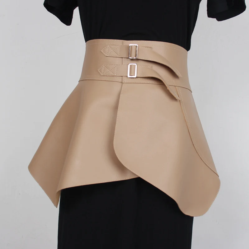 

Women New Corset Belt Female Skirt Leather Waist Straps Ladies PU Black Double Buckle Wide Harness Dress Designer Waistband