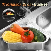 sink strainer basket 304 stainless steel multifunctional triangular sink basket for kitchen bathroom support corner