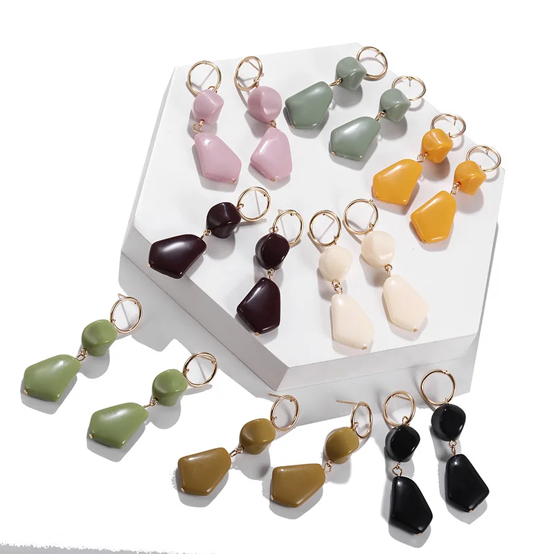 2019 корейские массивные желтые геометрические серьги акриловые Висячие для