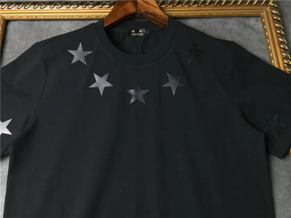 Крутая забавная Мужская футболка DUYOU из 100% хлопка с принтом звезд и воротника