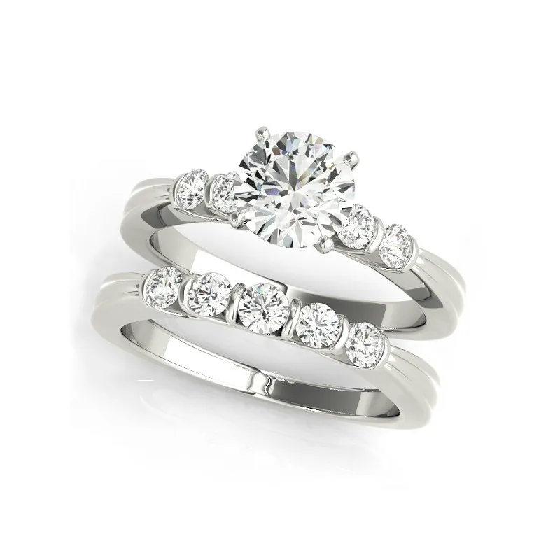 

LESF 925 Silver Wedding Ring Set 1.0 Carat D Color Moissanite Diamond Anniversarv Jewelry Band Engagement Rings For Women