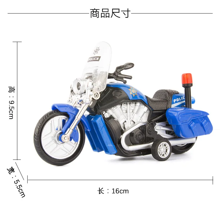 1:16 Diecast Motorcycle Model Simulation Sound Light Pull Back Men Racing Police Car Models Kids Toys Motorcycle Collection Gift