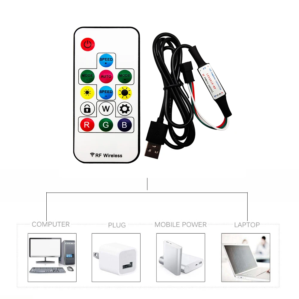 USB Светодиодные ленты RGB WS2812B адресуемых Pixel клейкие с 14 кнопок пульта