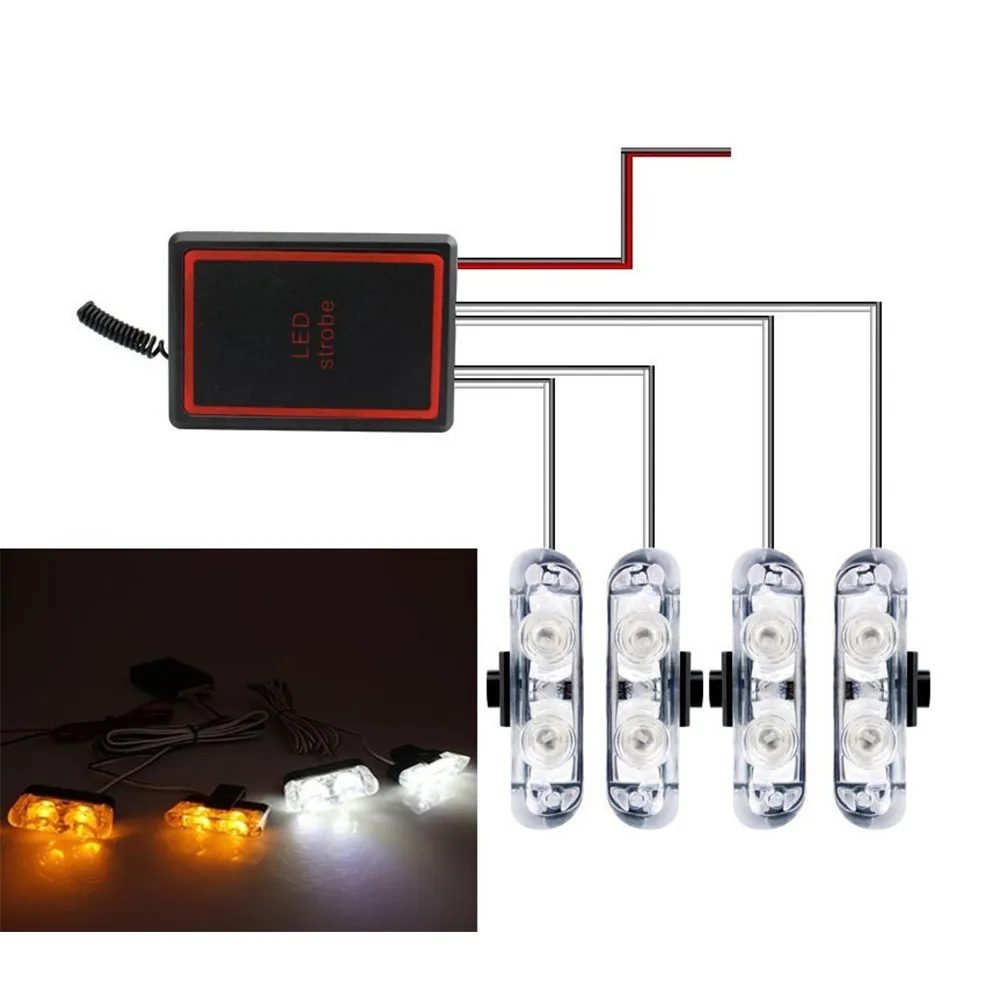 

Wireless Remote Emergency Warning Lamp Yellow & White Strobe Light 12V