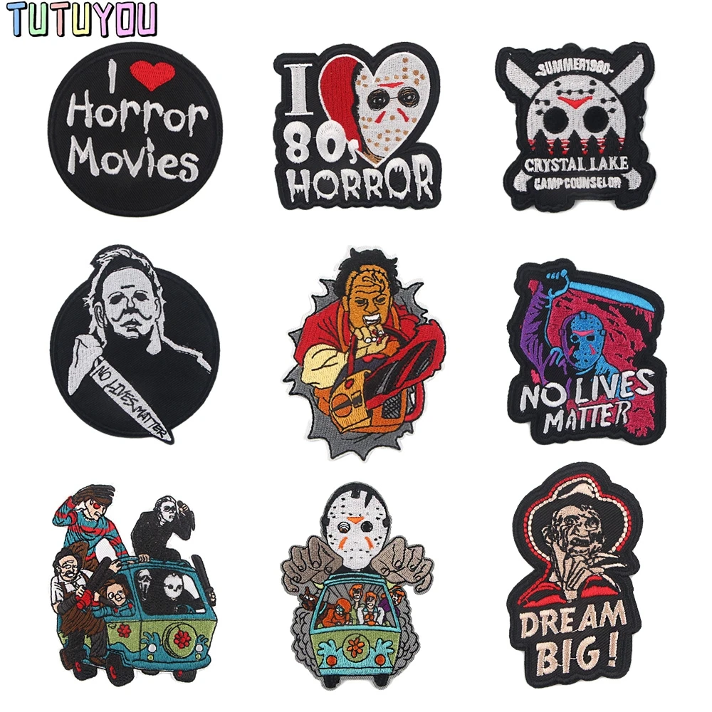 PC1925 страшный фильм тема Хэллоуин убийцы наклейки Железный На Пластыри для