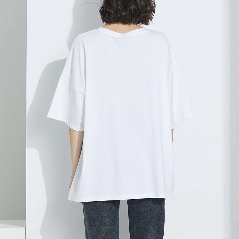 Женская футболка в Корейском стиле белая женская с круглым вырезом большого