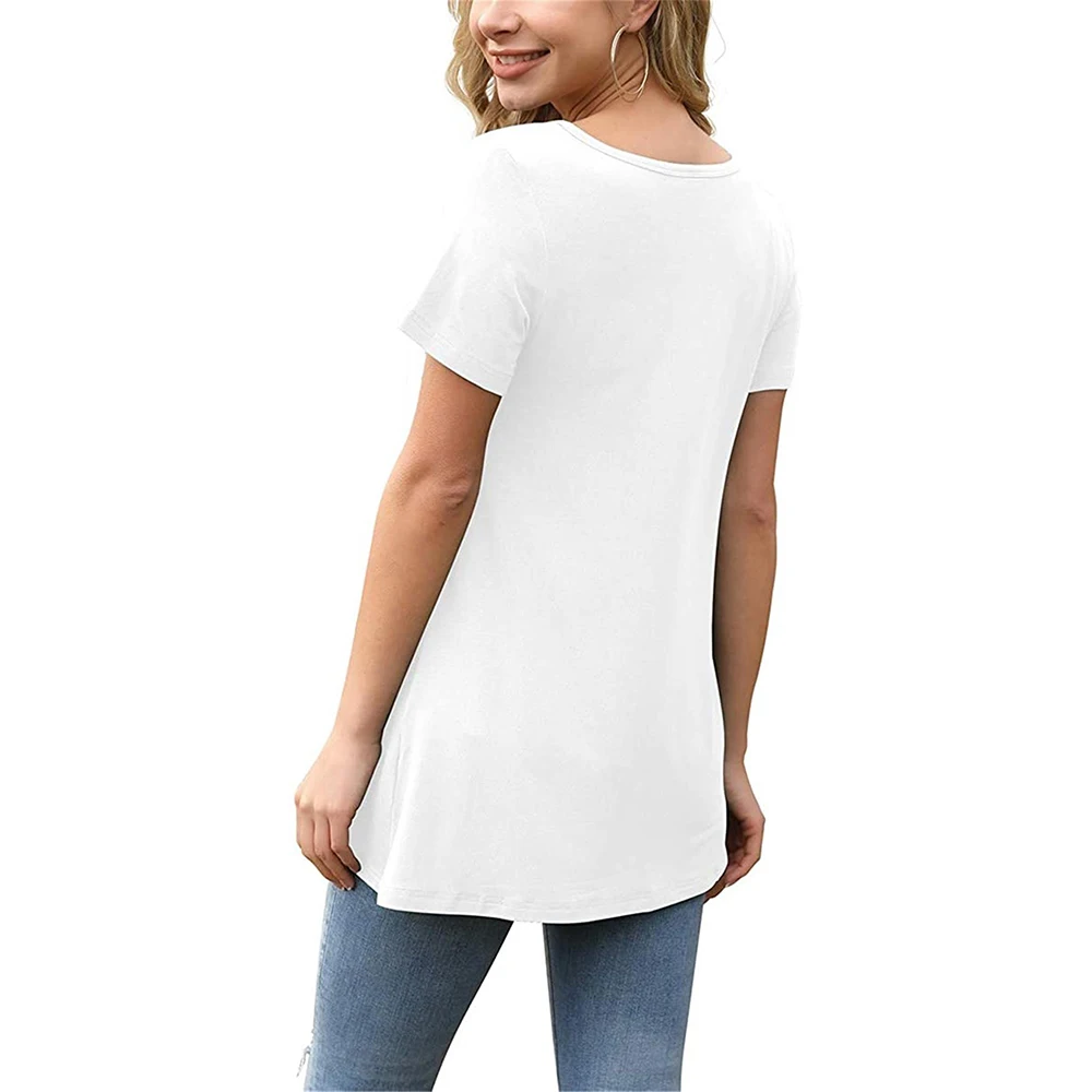 

Fashion Solid Women T Shirts Summer Tops Tees V Neck Short Sleeve T Shirts Woman Clothing Casual Loose Tees Women Tops