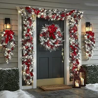 christmas garland wreath front door hanging decoration trim artificial plastic plant weeping vine greenery outside wall ornament