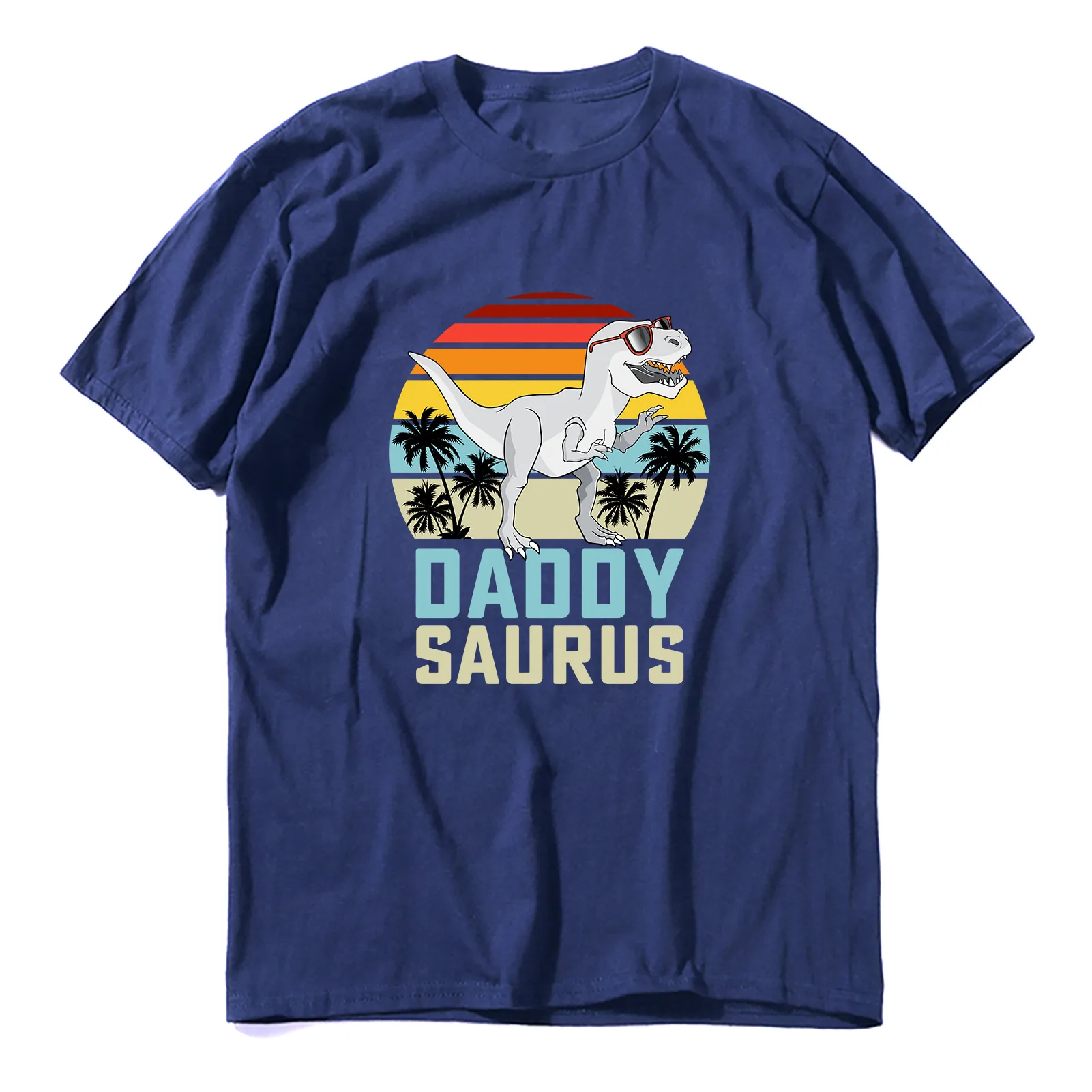 

Unisex Daddysaurus T Rex Dinosaur Daddy Saurus Family Matching Fathers Day Gifts Vintage Men's 100% Cotton Short Sleeve T-Shirt