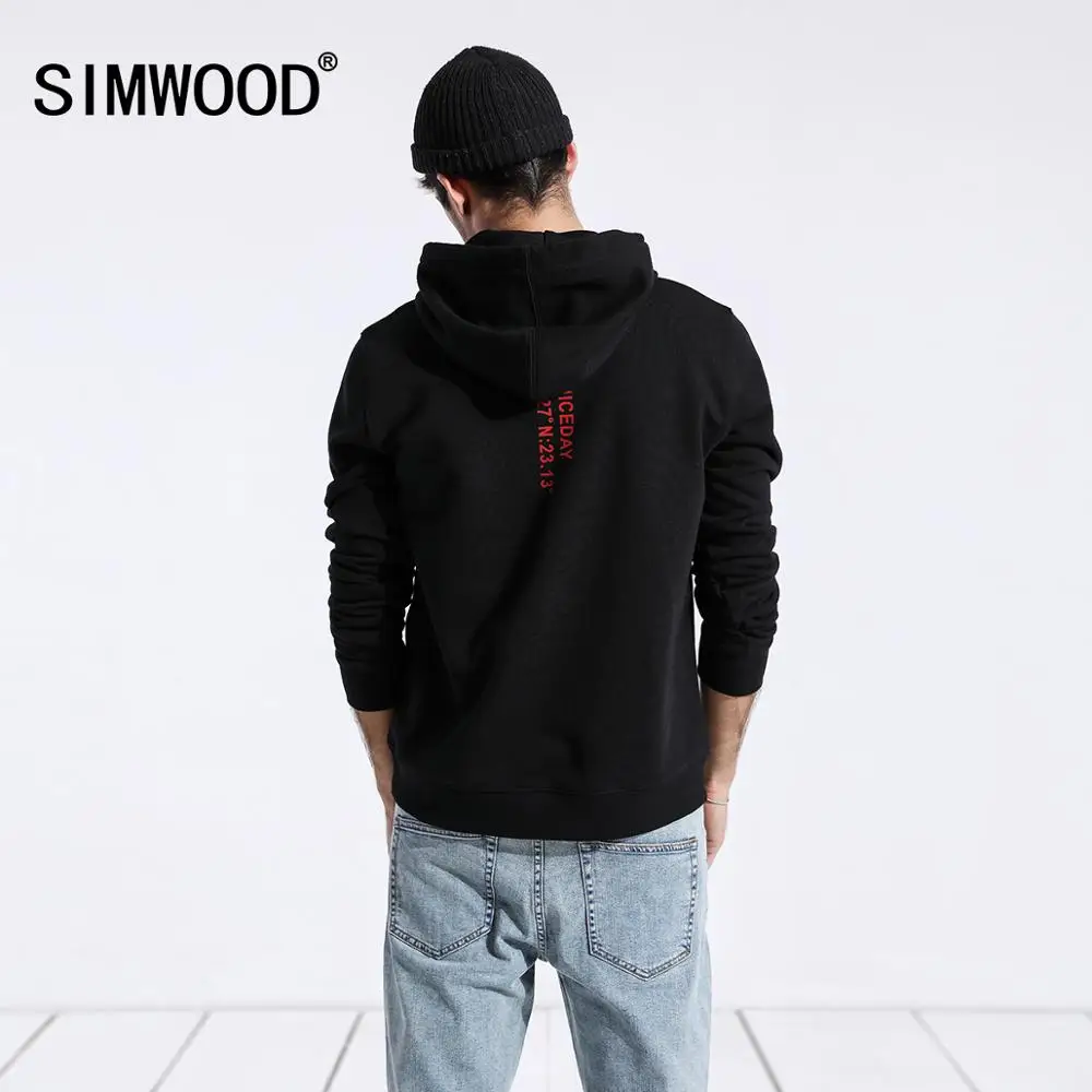 Мужское худи с передним карманом SIMWOOD теплое высокого качества в стиле хип-хоп