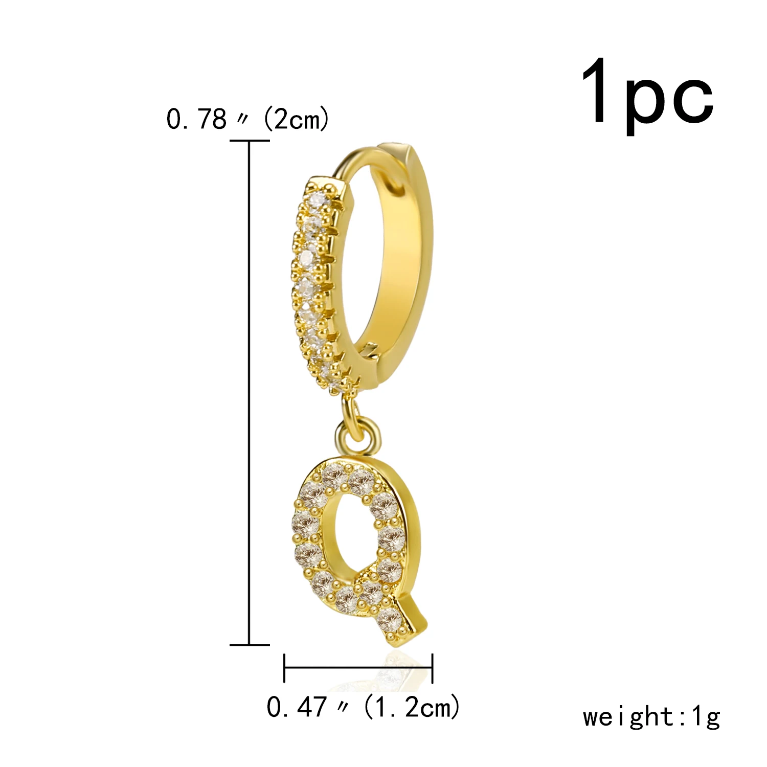 

1 PC Fashion Cute Initial A-Z Letter Earrings Micro Crystal Gold Small Hoop Earrings For Women Alphabet Fashion Jewellery 2021