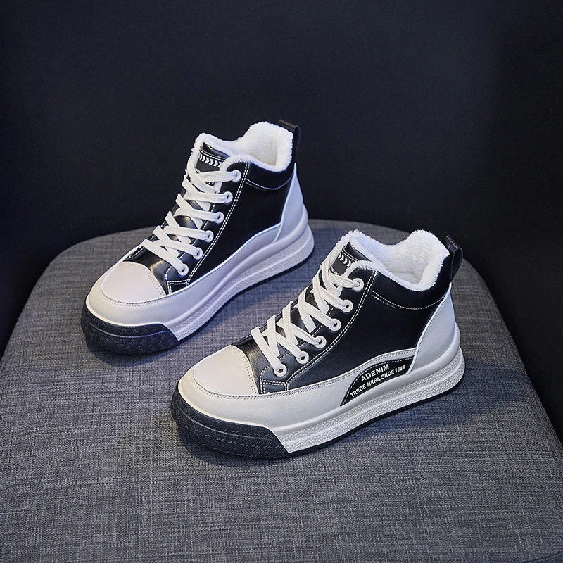 

Женские высокие ботинки на платформе, повседневные теплые спортивные ботинки на флисе, новинка зимы 2021