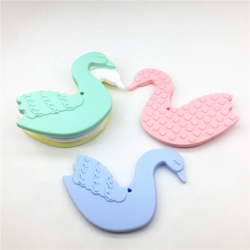 

Chenkai 10PCS BPA Free DIY Silicone Baby Goose Animal Pacifier Teether Beautiful Swan Sensory Pendant Toy Accessories Food Grade