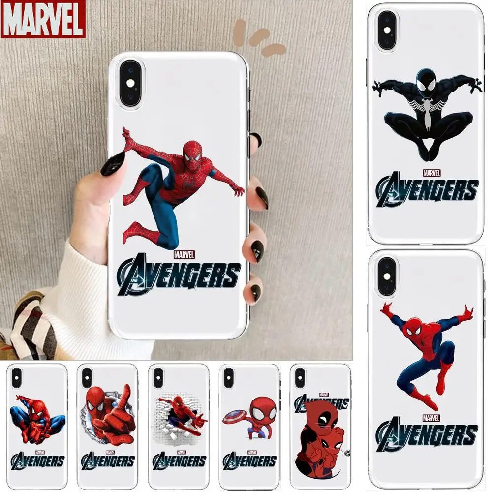 

Marvel Avengers Spider-Man Anime Transparent Phone Case For XiaoMi Redmi Note 10 9S 8 7 6 5 A Pro T Y1 Anime Cover Silicone Pre