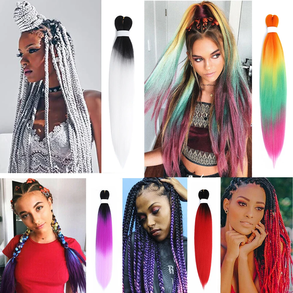 Synthetic Braiding Hair Extensions Easy Jumbo Braids 24Inch Yaki Straight Pre Stretched For Braid Hot Water 3 Packs - купить по