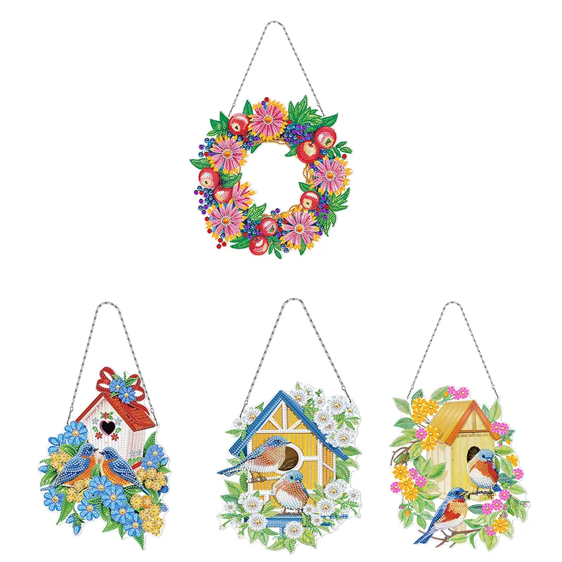 

Алмазная живопись «сделай сам», венок, птицы и цветы, вышивка стразами особой формы, мозаика, искусство, ремесла, домашний декор для стен и дв...