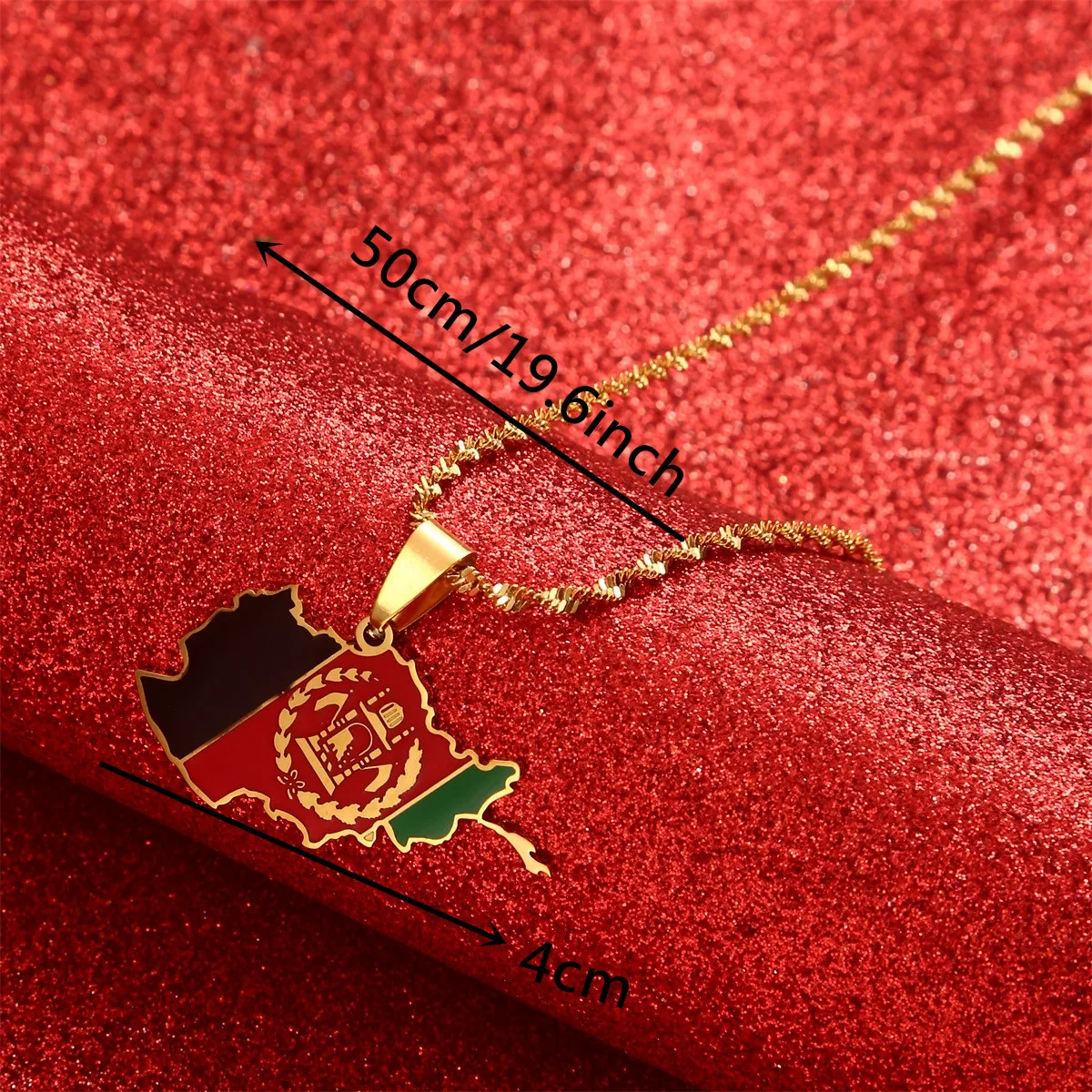 Модные ювелирные украшения Золотая эмаль афганистанская карта флаг подлинное