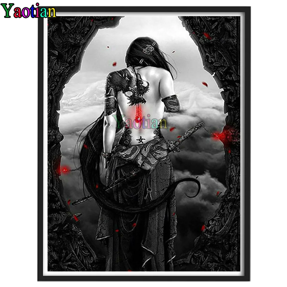 

5D DIY алмазная живопись Фэнтези тату женщина воин вышивка мозаика вышивка крестиком квадратные круглые стразы Картины домашний декор