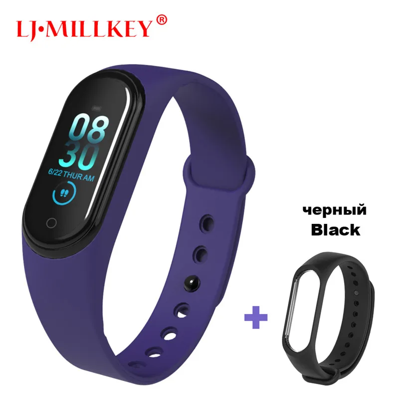 M4Blue-Black Умный Браслет Интеллектуальный трекер активности M4 умный Браслет Смарт-браслет 4 пульсометр фитнес-трекер умные часы для мужчин и женщин - Цвет: M4Blue-Black