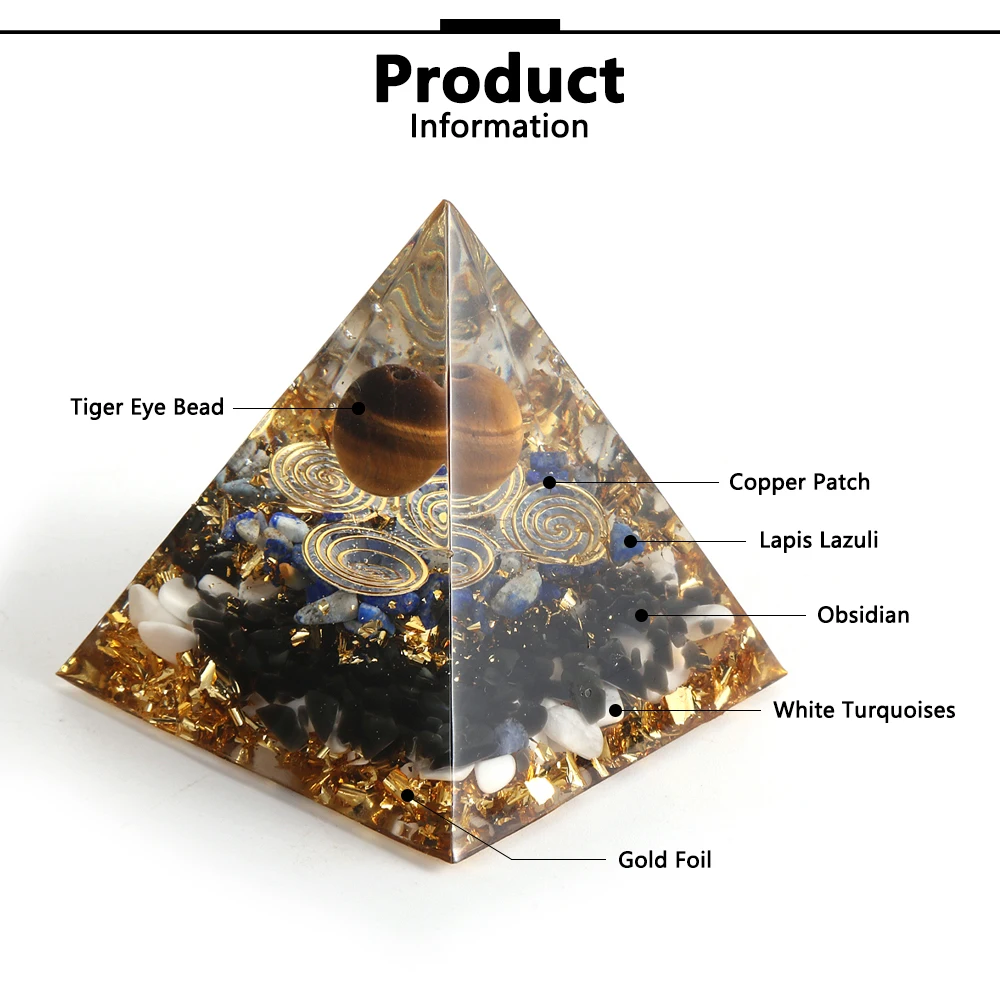 

Orgone Pyramid Natural Tiger Eye Bead Lapis Lazuli Chips Gravel Orgonite Soul Energy Balance Meditation Divination Pyramids