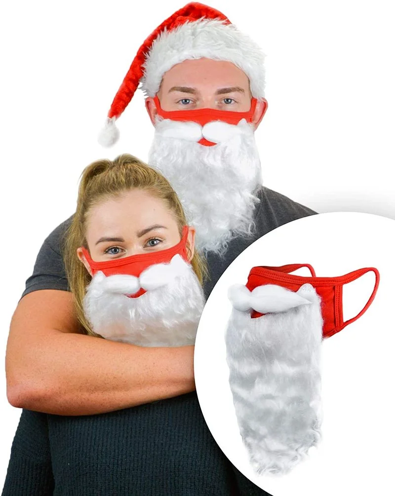 

Christmas Decoration 3D Santa Claus Beard Masks Adult Unisex Funny Reusable Santa Face Cover Shield for Xmas Cosplay Party HOT