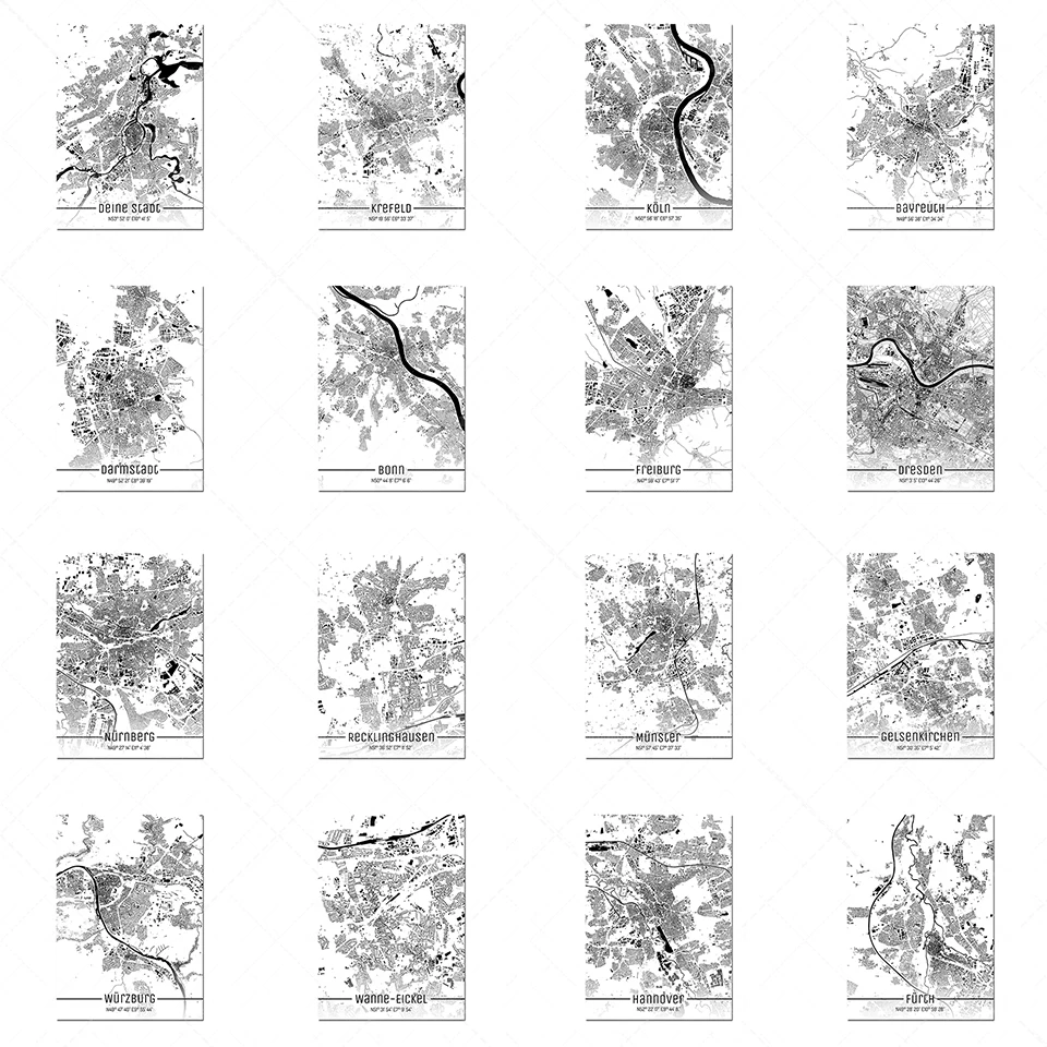 

Map Bayreuth City Map Nurem Wall Art Canvas Poster Nordic Painting Living Room Picture Poster