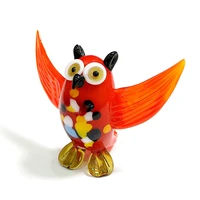 open wings owl craft figurine ornament cute vivid miniature handmade glass bird animal gift collection for home table decoration